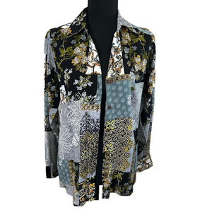 RAGA WOMEN’S MIXED PATTERN BUTTON-UP BLOUSE, Size XS